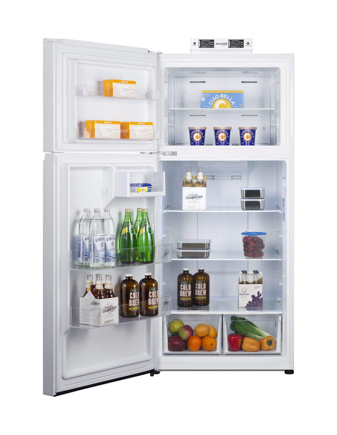 18 cu.ft. break room refrigerator-freezer in white with NIST calibrated alarm/thermometers